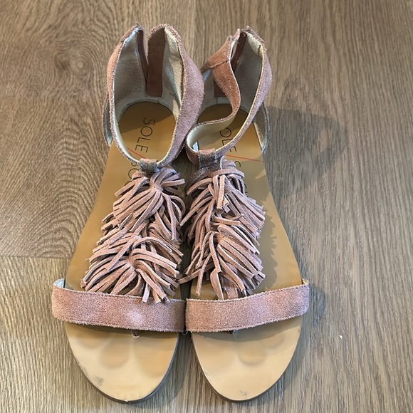 Sole Society pink suede Koa fringe sandals - Picture 3 of 6
